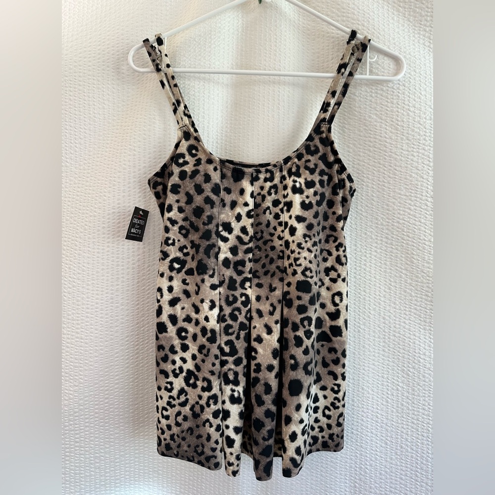 Swim Solutions Women’s Brown Black Cheetah Print Tankini Swim Top Size: 8
